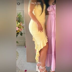 Elegant Yellow Ruffle Skirt